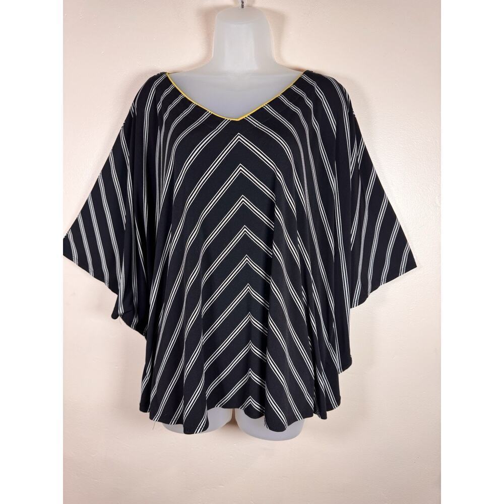 Susan Graver Womens Blouse Poncho Top Size XL Liquid Knit V Neck Bat Wing